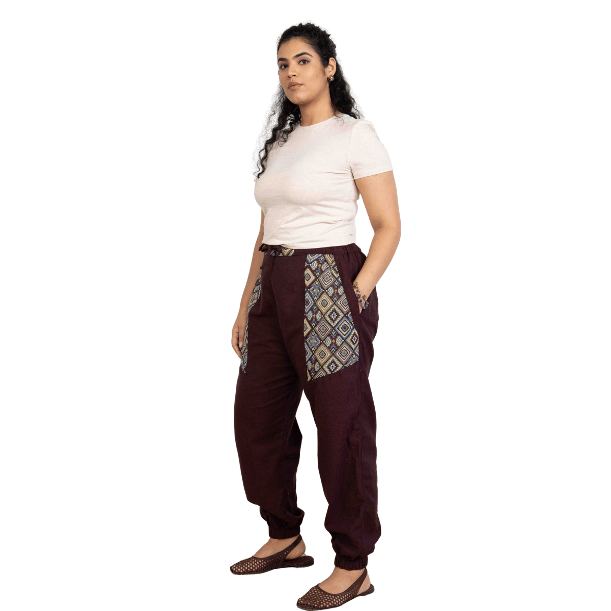 Women's Hopper Joggers | Maroon With Pocket Patch| Fits Waist Sizes 30 to 38 Inches – Womens Pants by Hope - House of Pure Eco available on Brown Living™. . SKU: H - 1_w14. Img 8.