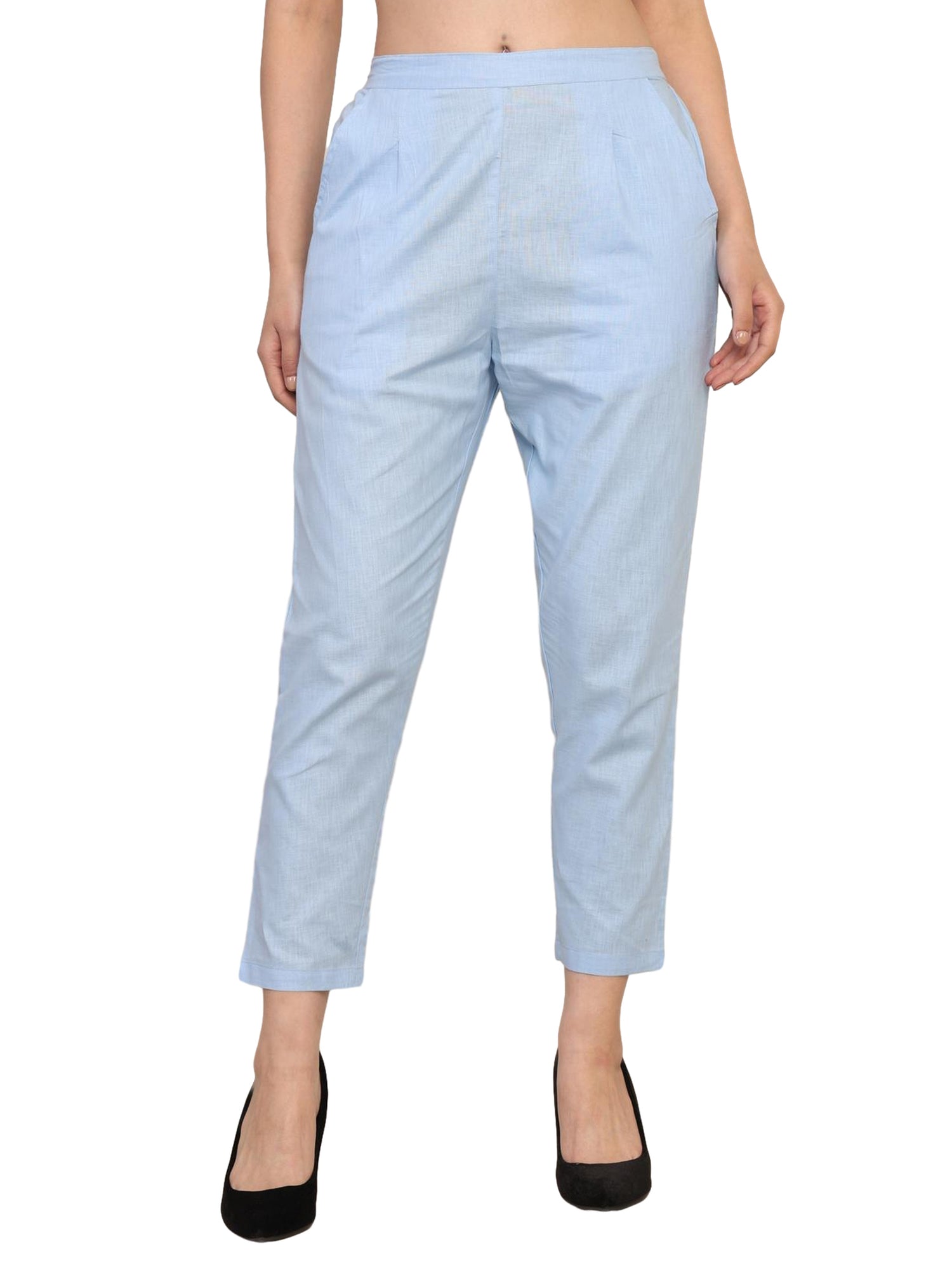 Women’s Linen Cotton Palazzo Pants – Womens Pants on Brown Living™. SKU: PALAZZO-PANT-BLU-M. Img 33.