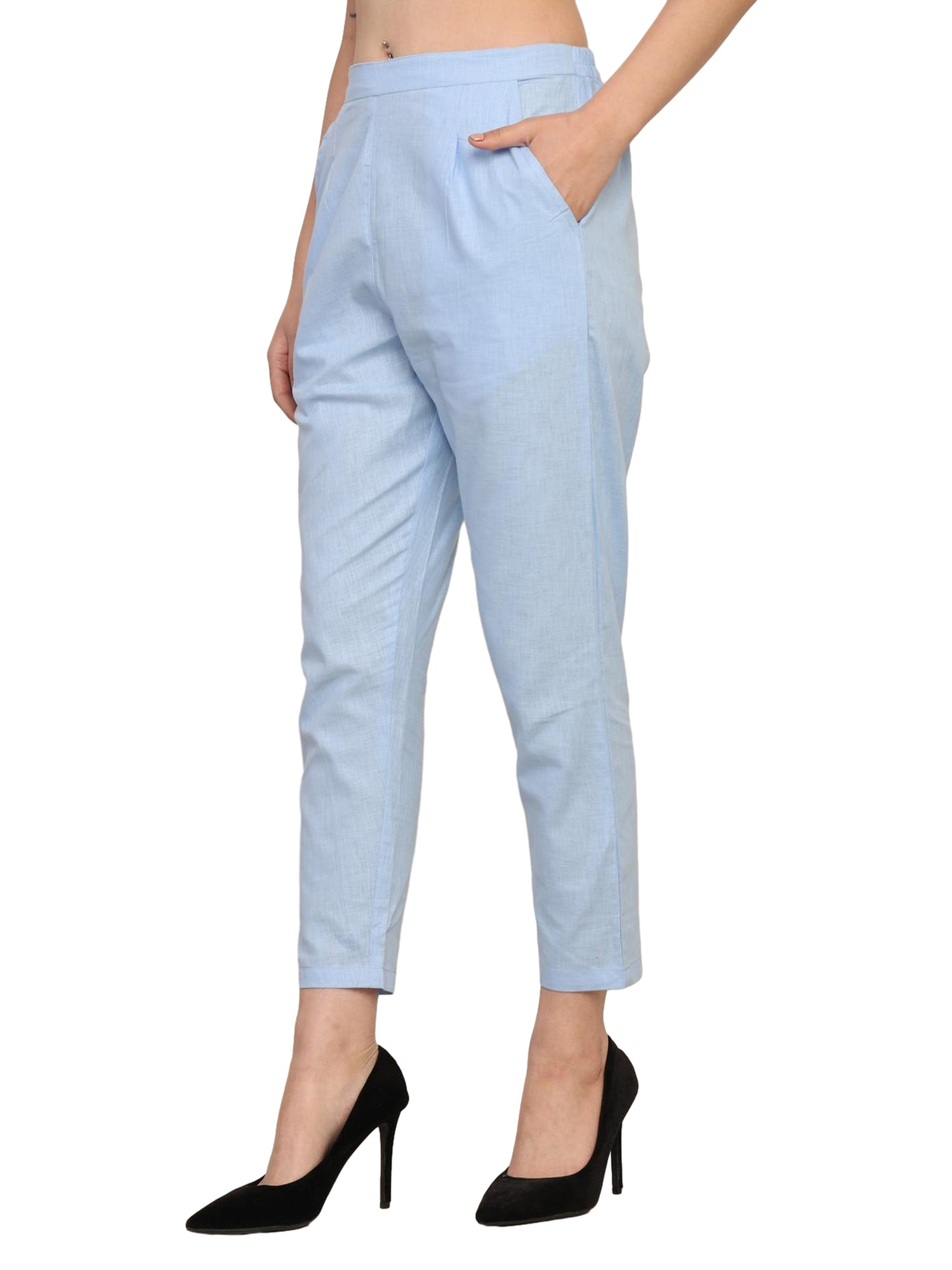 Women’s Linen Cotton Palazzo Pants – Womens Pants on Brown Living™. SKU: PALAZZO-PANT-BLU-M. Img 32.