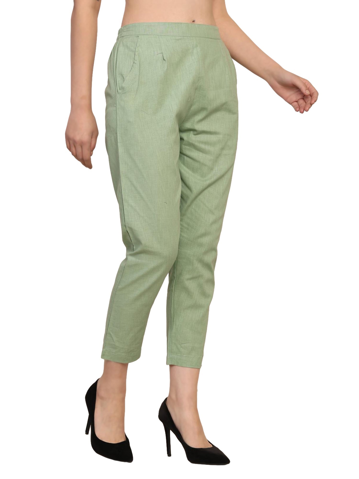 Women’s Linen Cotton Palazzo Pants – Womens Pants on Brown Living™. SKU: PALAZZO-PANT-GREN-M. Img 29.