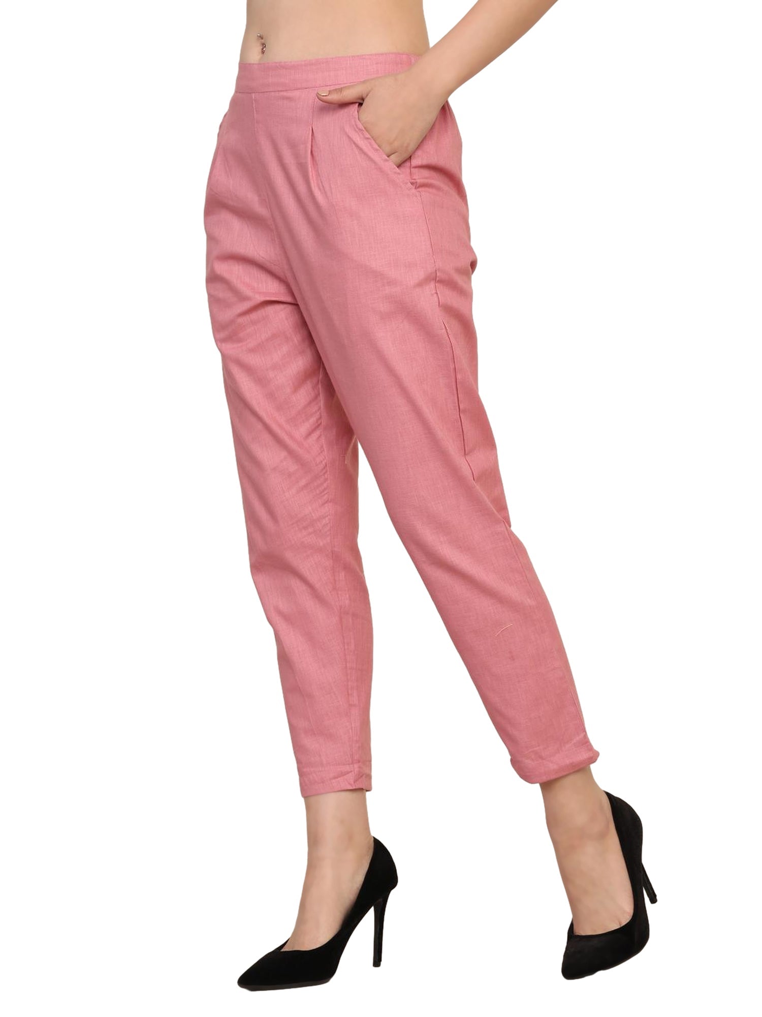 Women’s Linen Cotton Palazzo Pants – Womens Pants on Brown Living™. SKU: PALAZZO-PANT-PNK-M. Img 4.