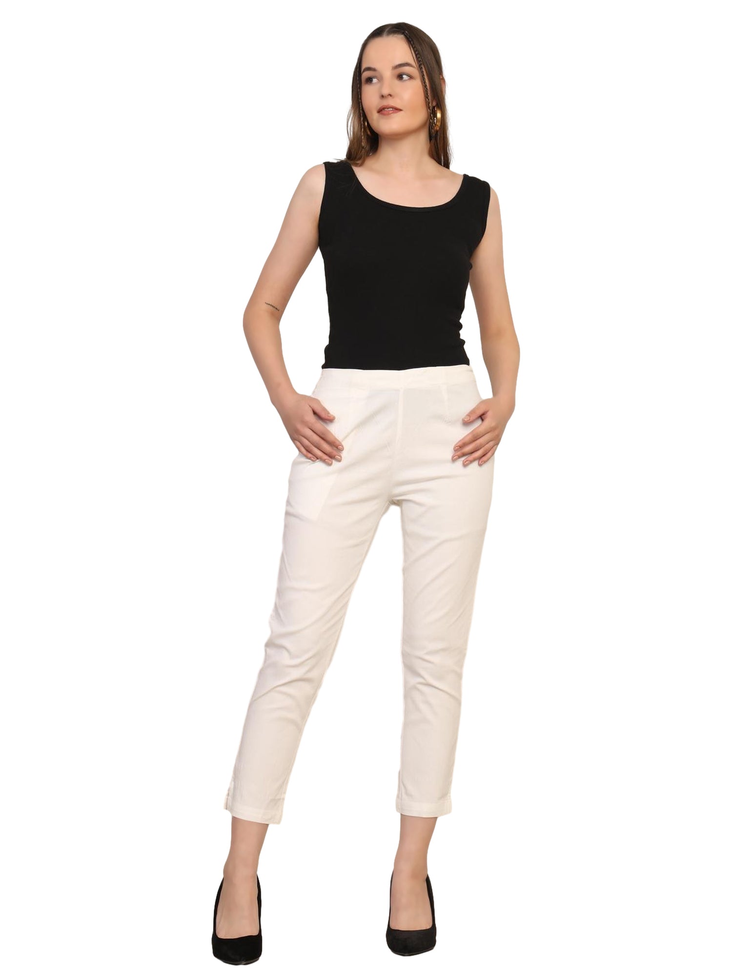 Women’s Linen Cotton Palazzo Pants – Womens Pants on Brown Living™. SKU: PALAZZO-PANT-WHIT-M. Img 7.