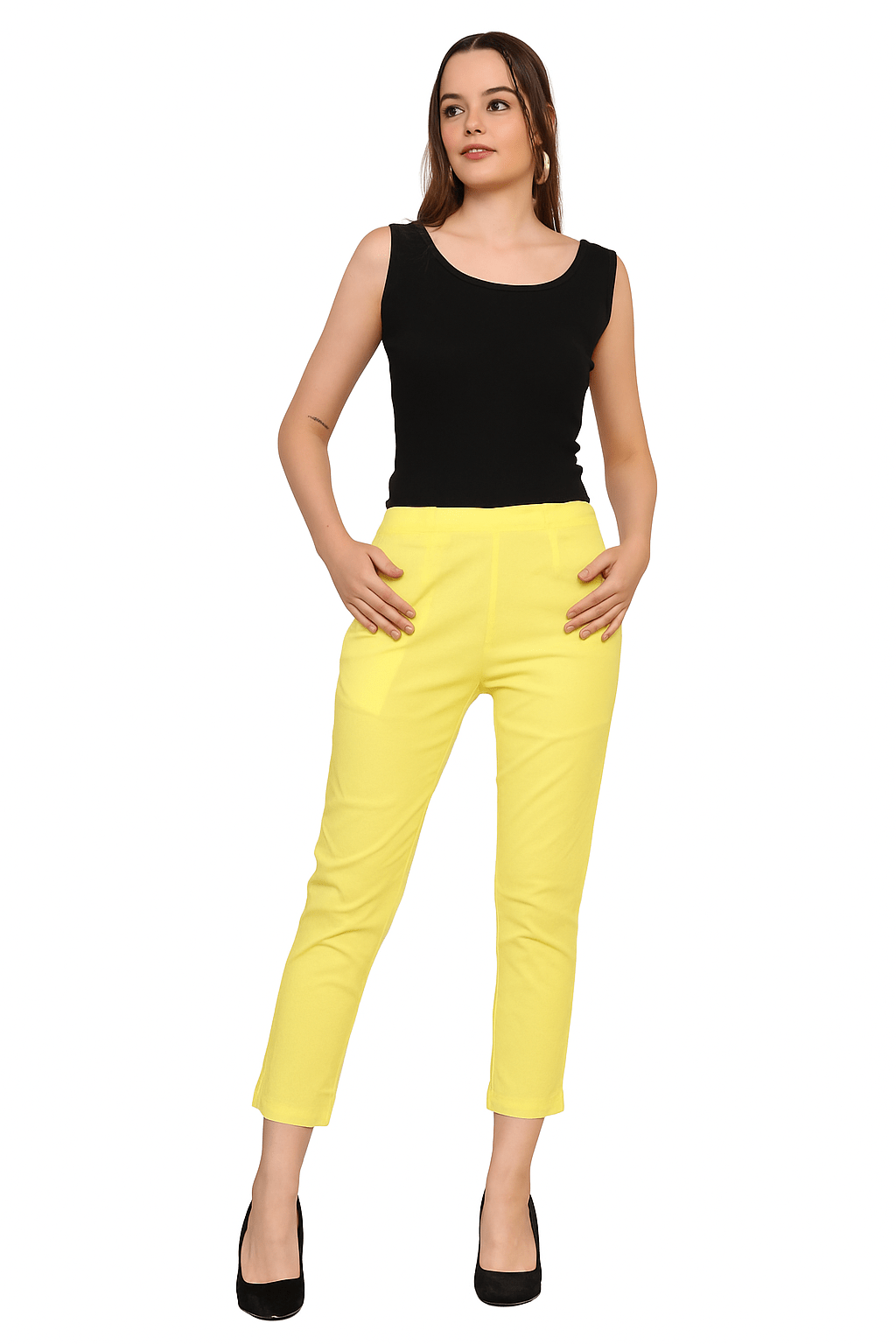 Women’s Linen Cotton Palazzo Pants – Womens Pants on Brown Living™. SKU: PALAZZO-PANT-YLLOW-M. Img 39.