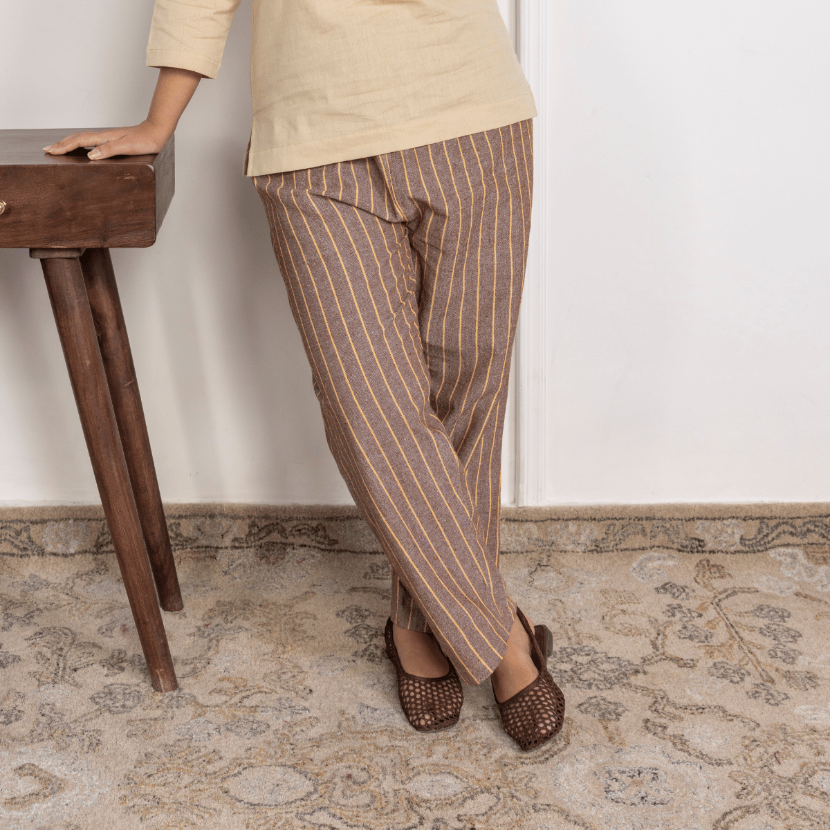 Women's Lounge Pant | Brown Stripes | Fits Waist Size 28" to 36" – Womens Pants by Hope - House of Pure Eco available on Brown Living™. . SKU: BT01019. Img 2.