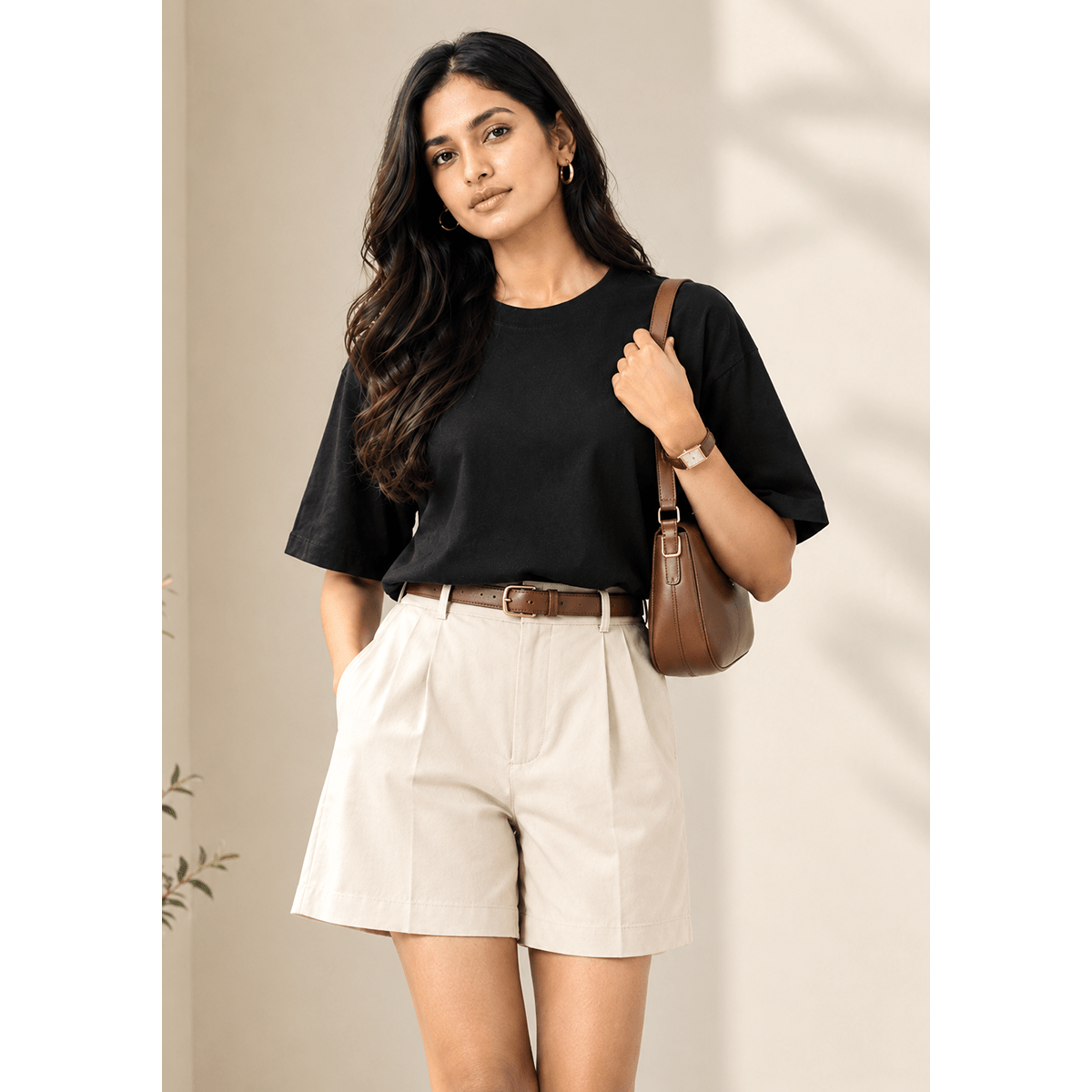 Women's Oversized Organic Cotton T-Shirt | GOTS Certified – Womens T-Shirt on Brown Living™. SKU: TS-OVR-BLK-XS-001. Img 1.