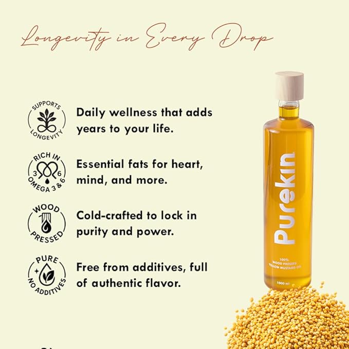 Wood Pressed Mustard Oil – Natural & Healthy Cooking Oil – Cooking Oils on Brown Living™. SKU: PWPYMO1000G. Img 3.