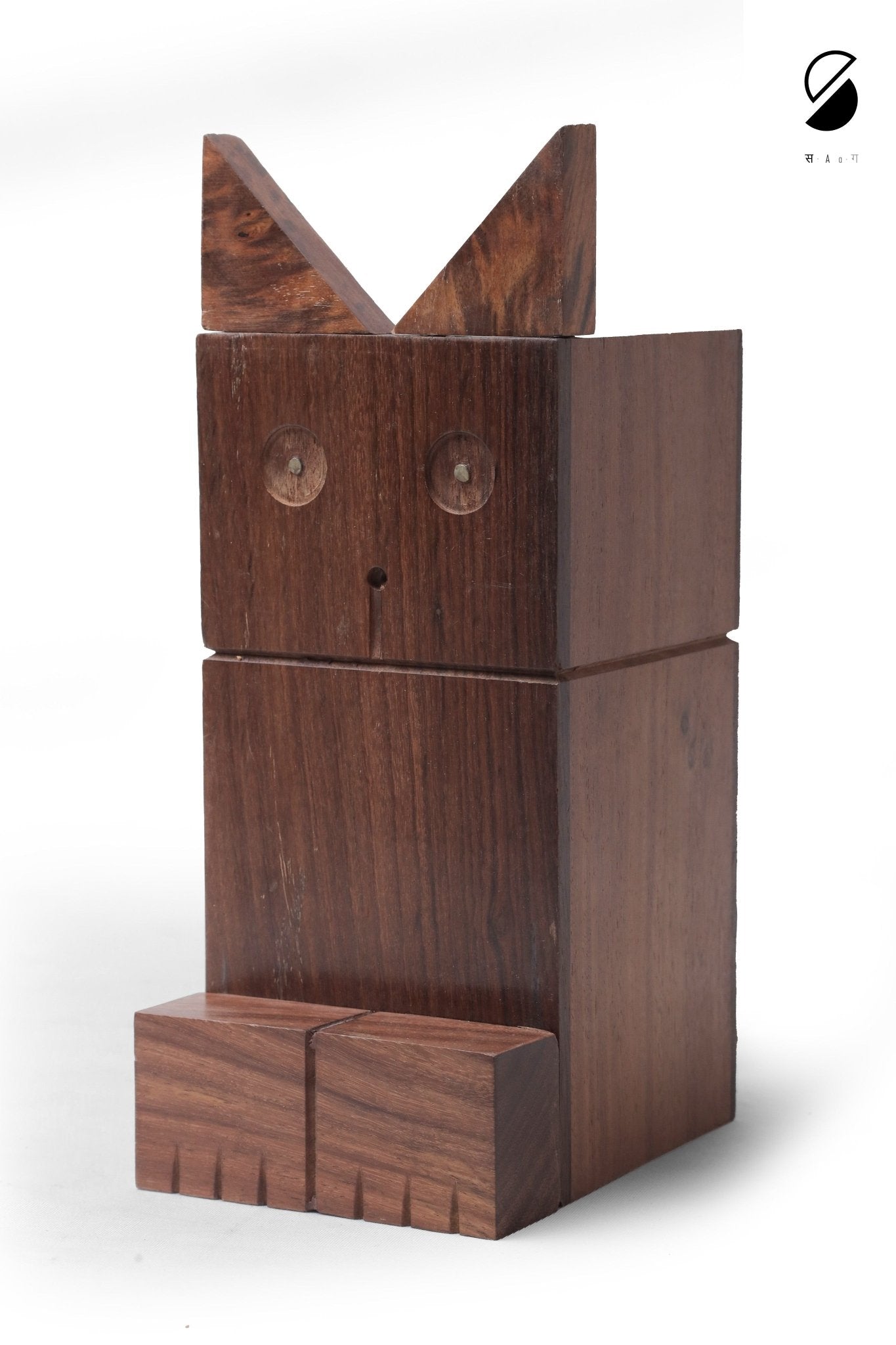 Wooden Cat Piggy Bank | Cute Coin Saving Box for Kids & Home Decor – Piggy Banks & Money Jars on Brown Living™. SKU: PBC. Img 2.