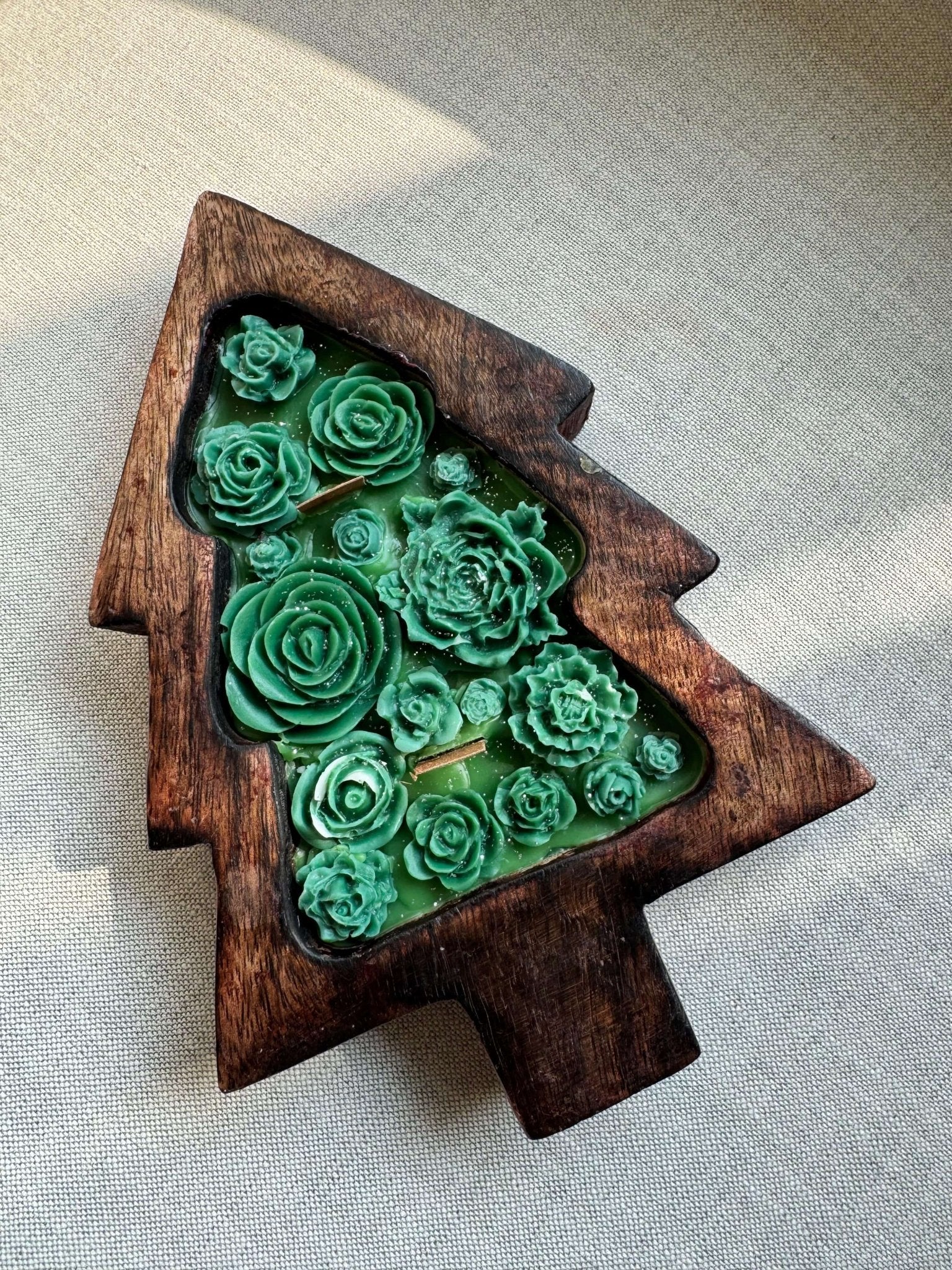 Wooden Christmas Tree Candle | Festive Holiday Décor Candle – Candles & Fragrances on Brown Living™. SKU: LUSH_0030. Img 5.