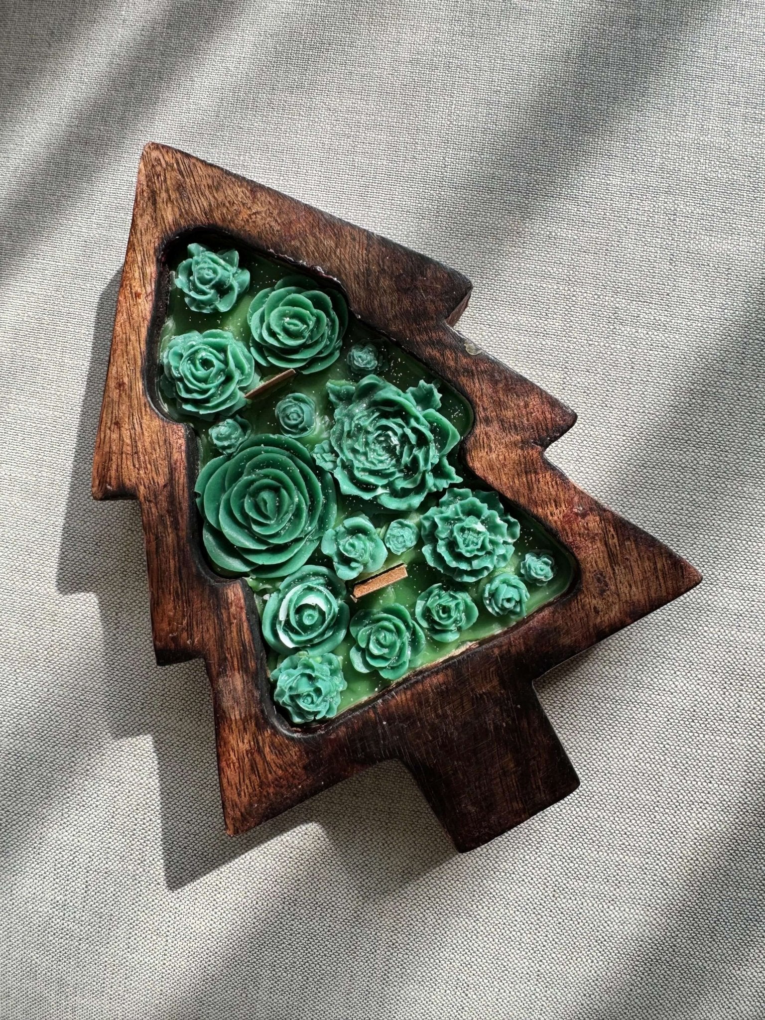 Wooden Christmas Tree Candle | Festive Holiday Décor Candle – Candles & Fragrances on Brown Living™. SKU: LUSH_0030. Img 3.