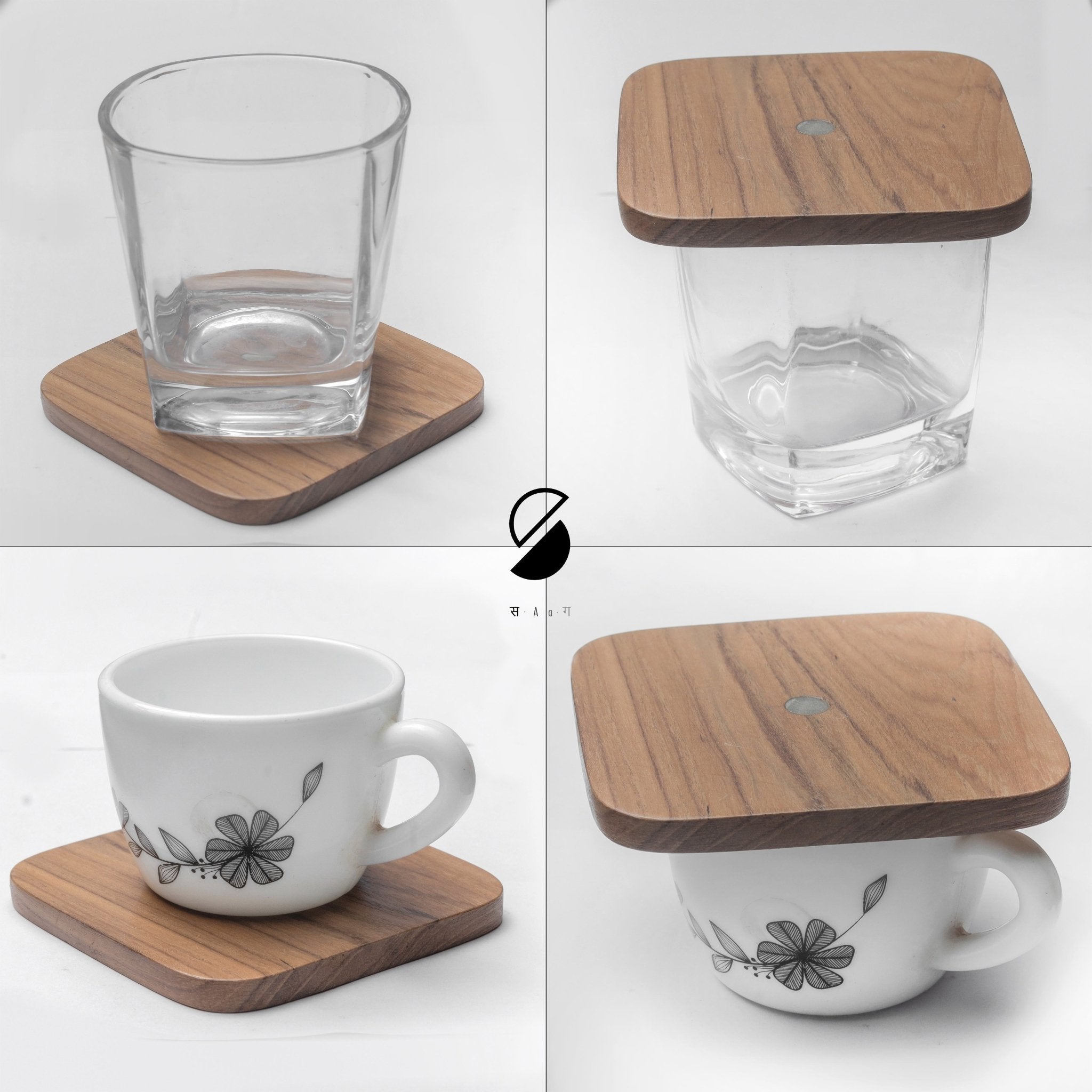 Wooden Crab Coasters | Eco - Friendly Handcrafted Table Coasters Set – Coasters on Brown Living™. SKU: CC. Img 3.