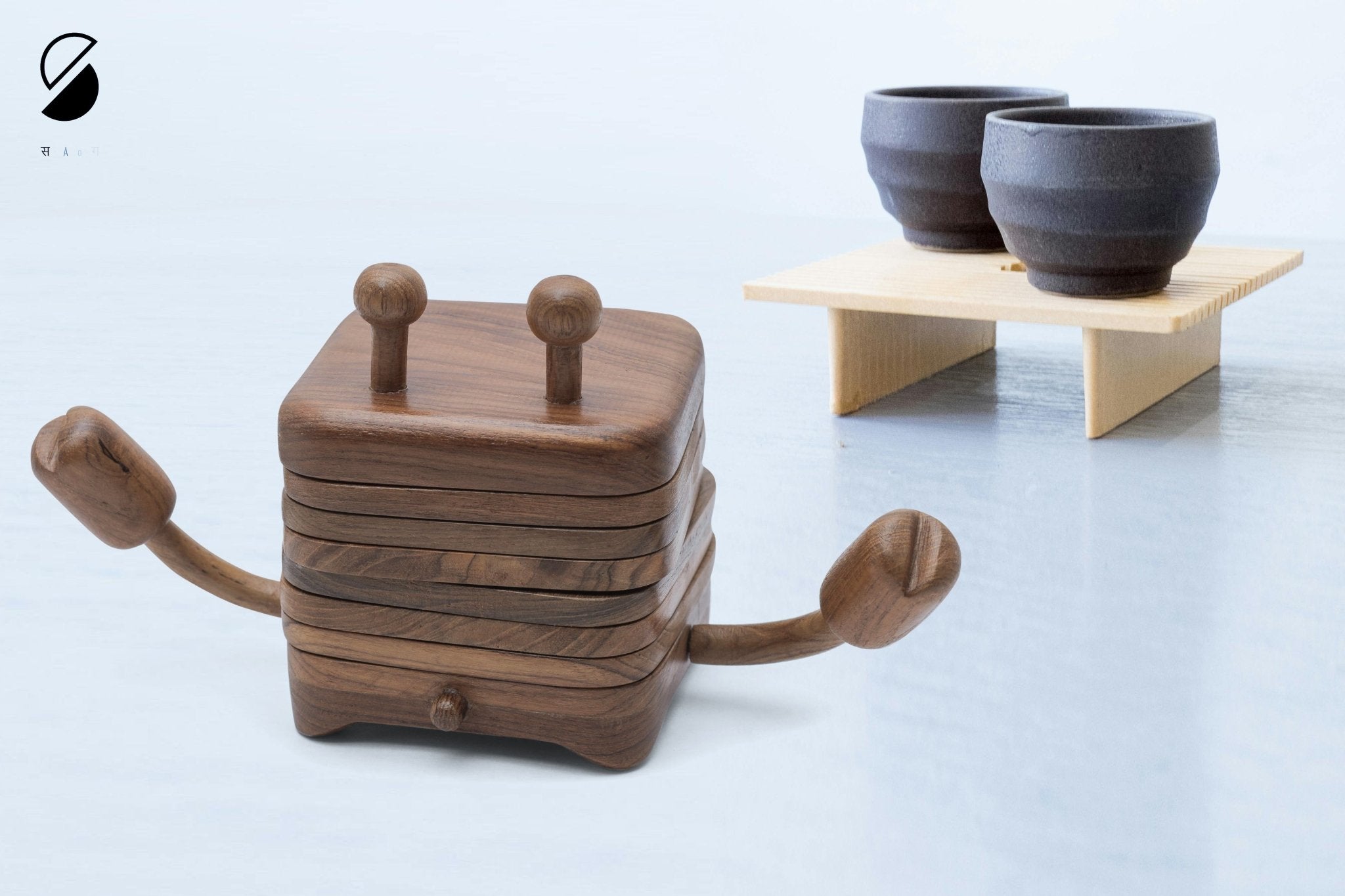 Wooden Crab Coasters | Eco - Friendly Handcrafted Table Coasters Set – Coasters on Brown Living™. SKU: CC. Img 2.