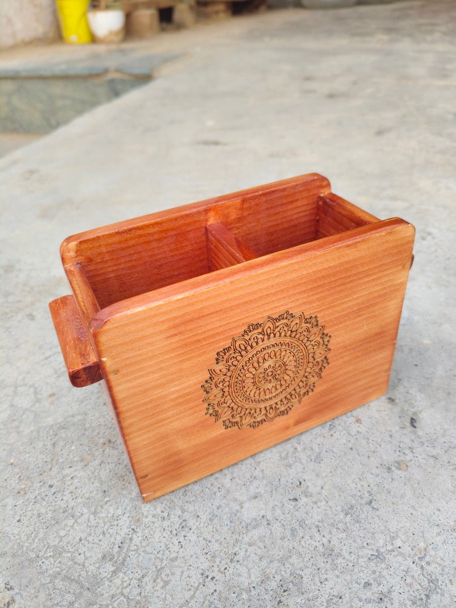 Wooden Cutlery Holder With Mandala Design | Kitchen Organiser – Kitchen Organizers on Brown Living™. SKU: Cutleryholder01. Img 8.