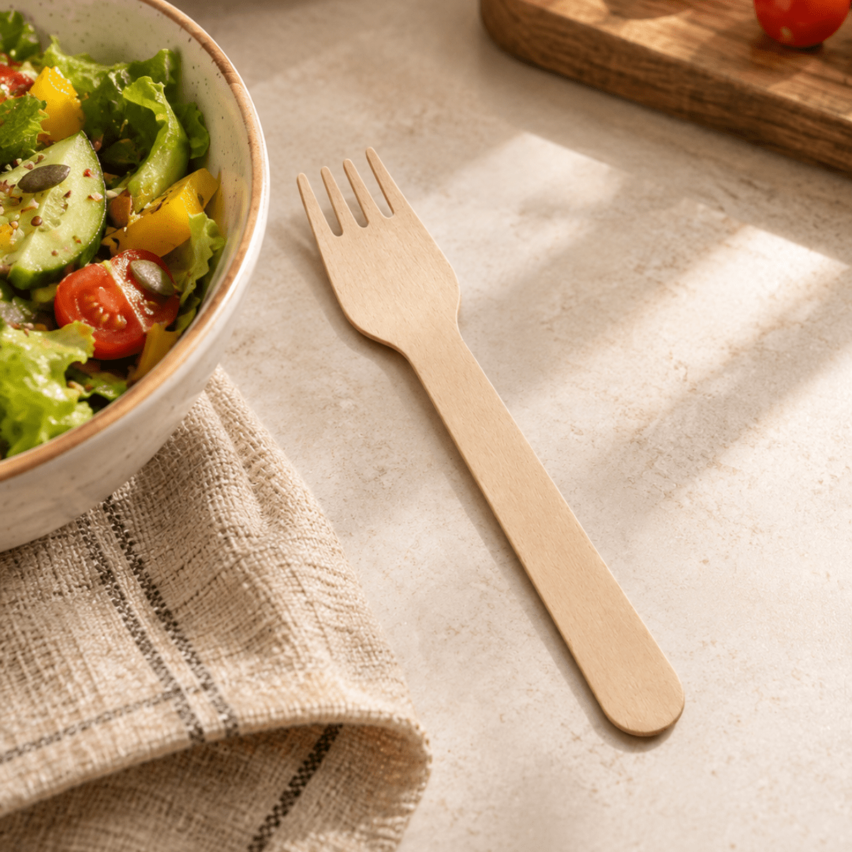 Wooden Fork | Travel-Friendly Disposable Cutlery – Cutlery on Brown Living™. SKU: ORKO-4-WFN. Img 1.