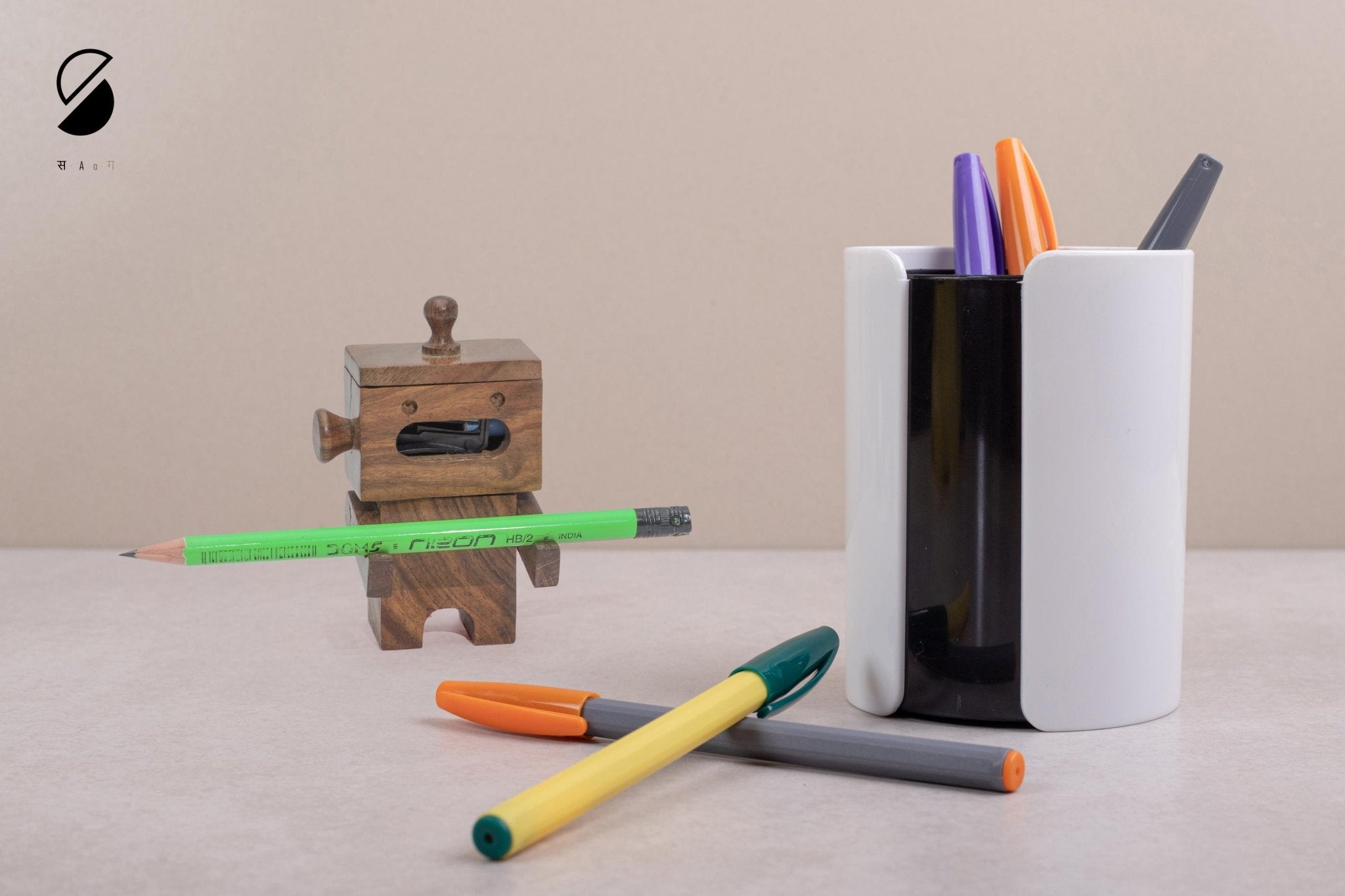 Wooden Pencil Sharpener | Eco Friendly Stationery Tool – Stationary on Brown Living™. SKU: FMS. Img 4.