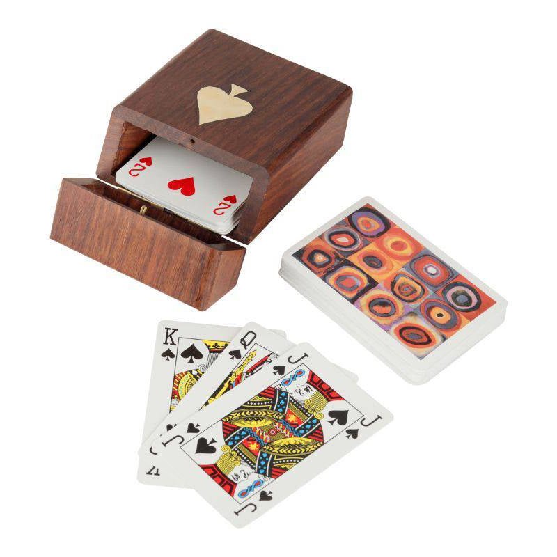 Wooden Playing Card Box with Single Deck for Adults (Single Box) – Card Games on Brown Living™. SKU: 1176. Img 1.