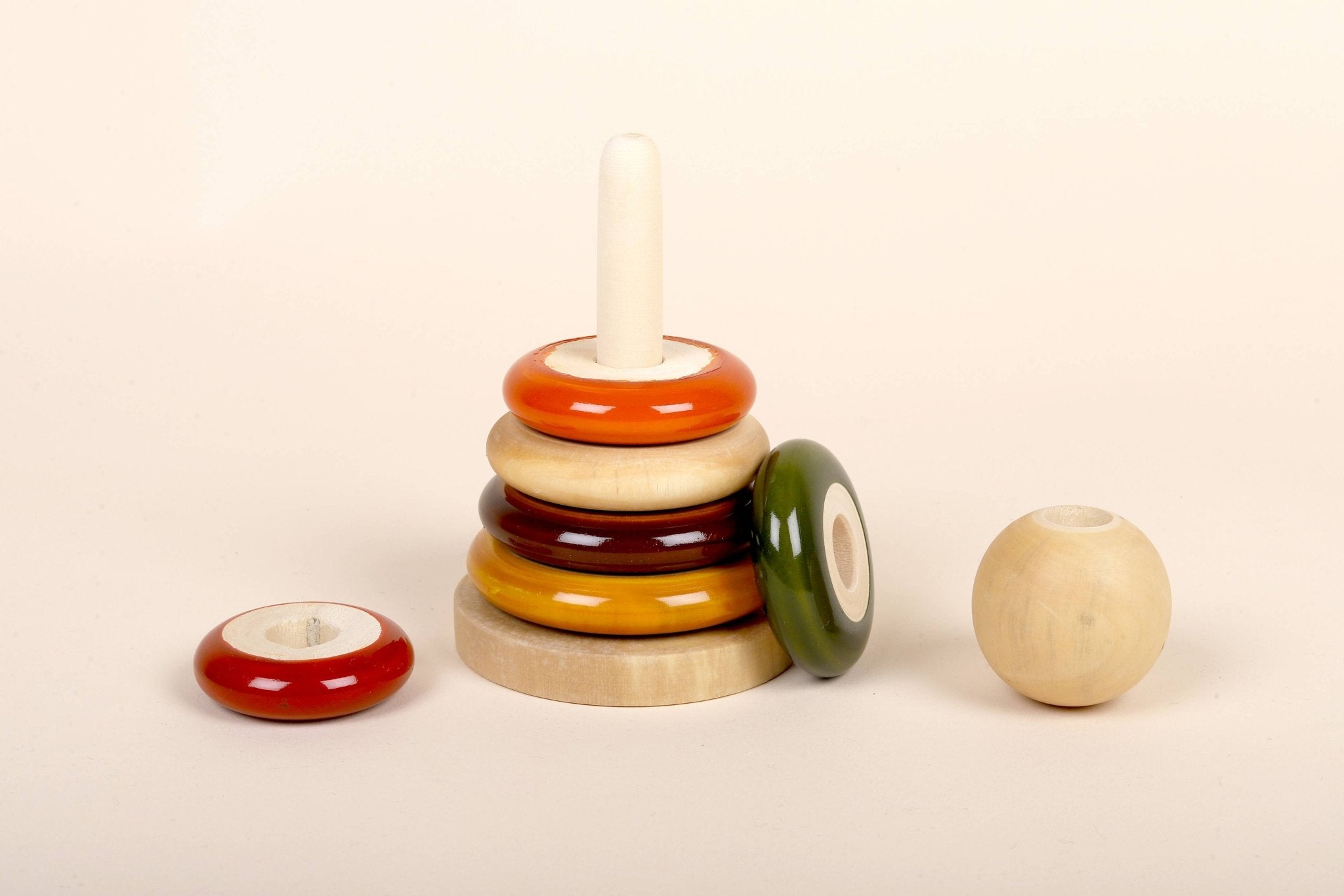 Wooden Ring Stacker | Handcrafted, Eco - Friendly Montessori Toy – Wooden Toys on Brown Living™. SKU: RINGSTACKER. Img 2.