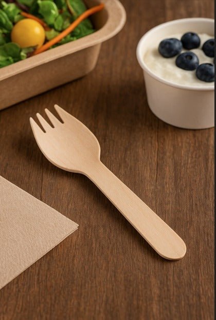 Wooden Spork | Eco - Friendly Sugarcane Spork – Cutlery on Brown Living™. SKU: CLEC-58. Img 4.