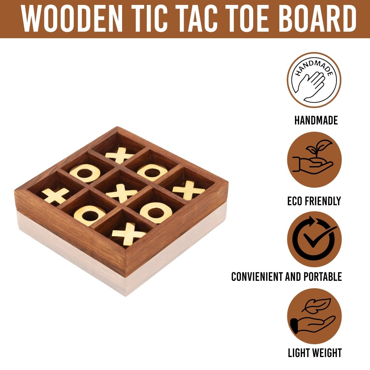 Wooden Tic - Tac - Toe Board Game for Kids & Family - Game – Learning & Educational Toys by Craft Cooper available on Brown Living™. . SKU: 10525335. Img 18.