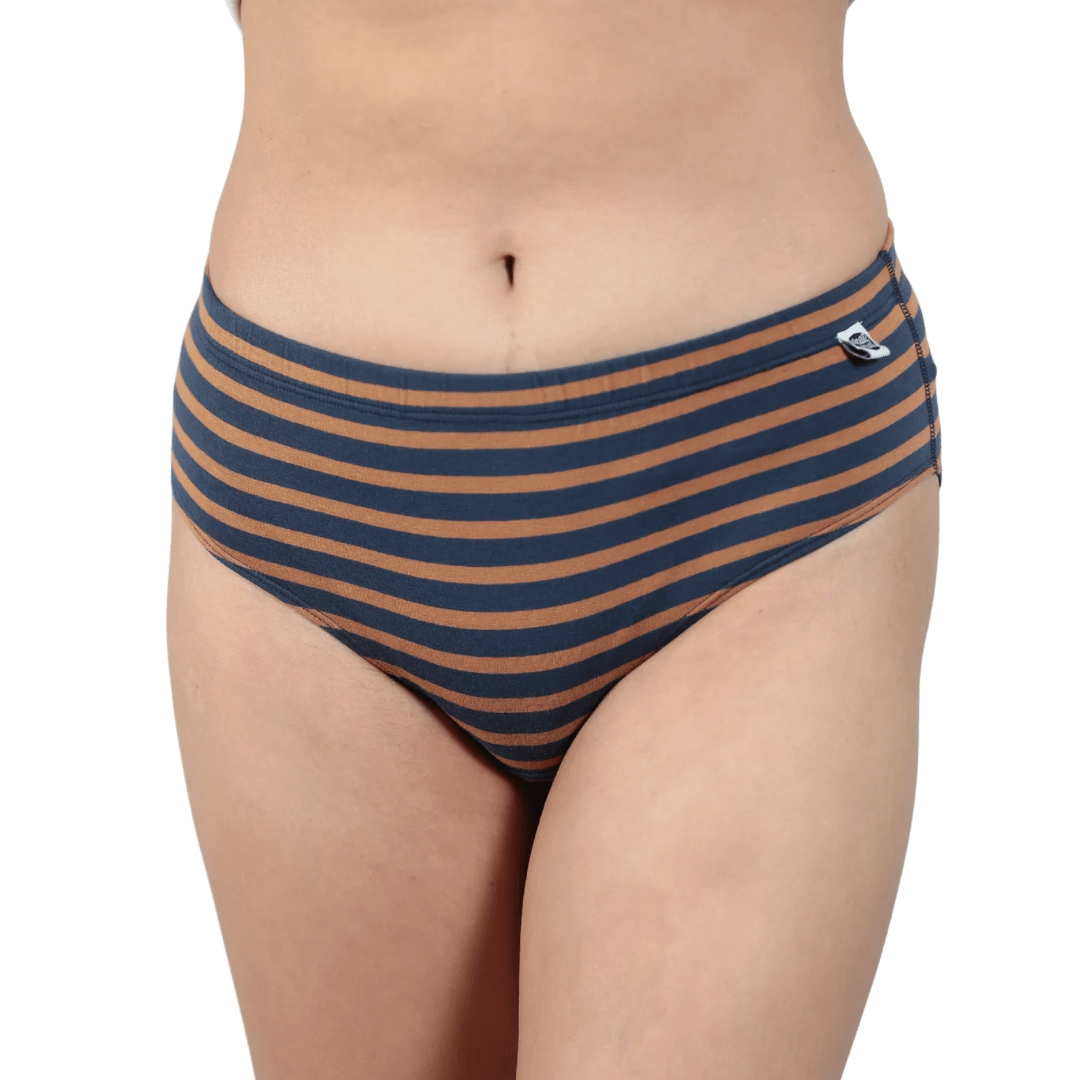 Woodland Racerback Cotton Co-ord Lingerie Set – Womens Underwear on Brown Living™. SKU: Co-OrdChocoBrwnStrp-XS. Img 11.