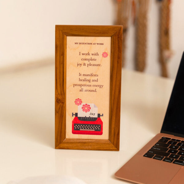 Work- Affirmation Wooden Slab | Verified Sustainable Yoga Block on Brown Living™