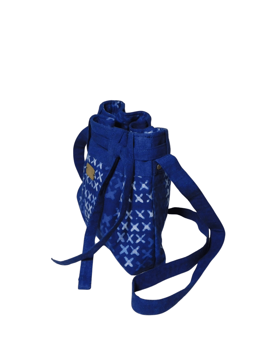 XO Indigo Bucket Bag – Eco - Friendly Handcrafted Cotton Bag – Bags by Edalla available on Brown Living™. . SKU: XO2. Img 5.