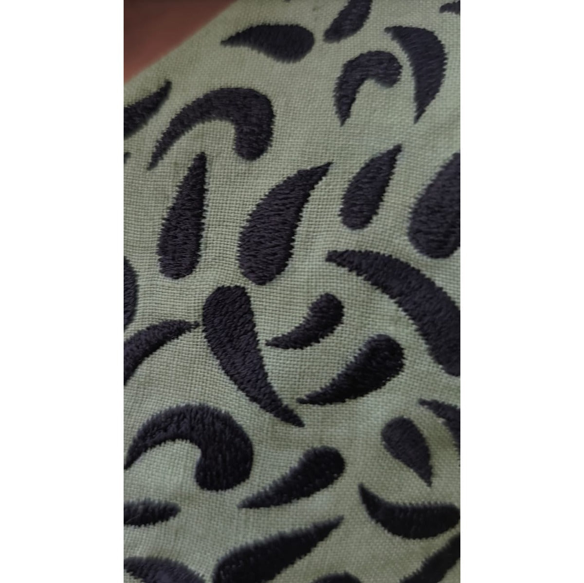 Yamika Handloom Linen Dress with Black Embroidery – Womens Dress on Brown Living™. SKU: HD1011GXSN. Img 4.