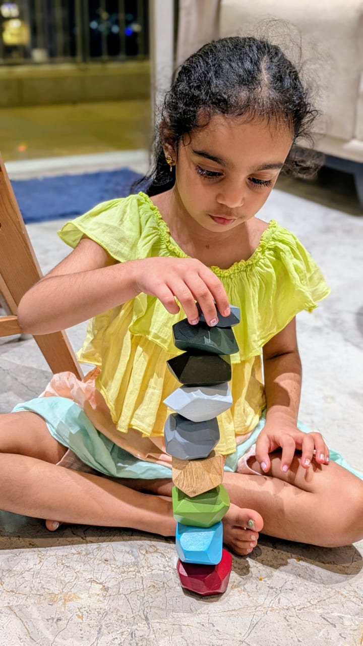 Zen Blocks For Kids | Balancing Wooden Stones Toy – Wooden Toys on Brown Living™. SKU: JNJ0005. Img 3.