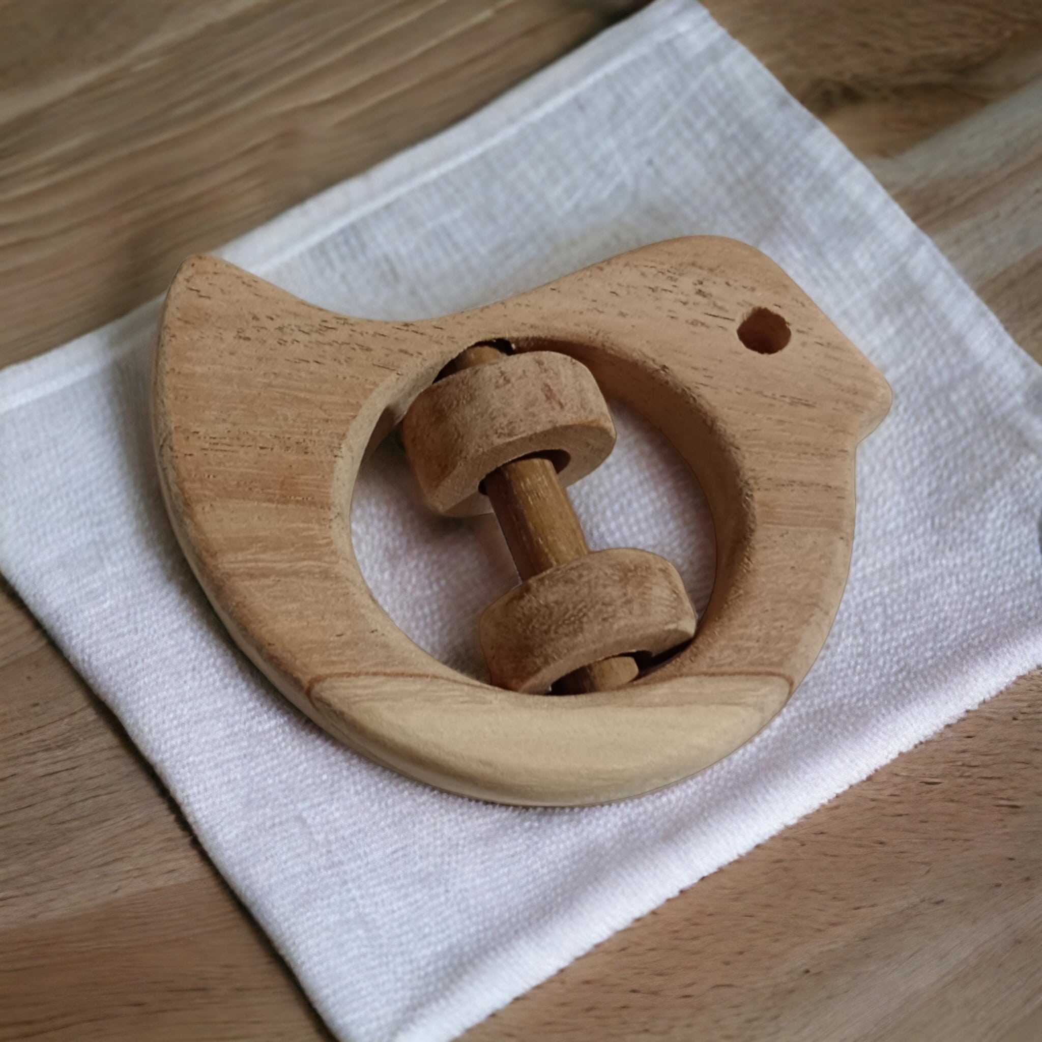 Zero - Chemical Natural Neem Wooden Rattles – Dove & Fish Shapes – Baby Rattles on Brown Living™. SKU: R_DV-FSH. Img 6.