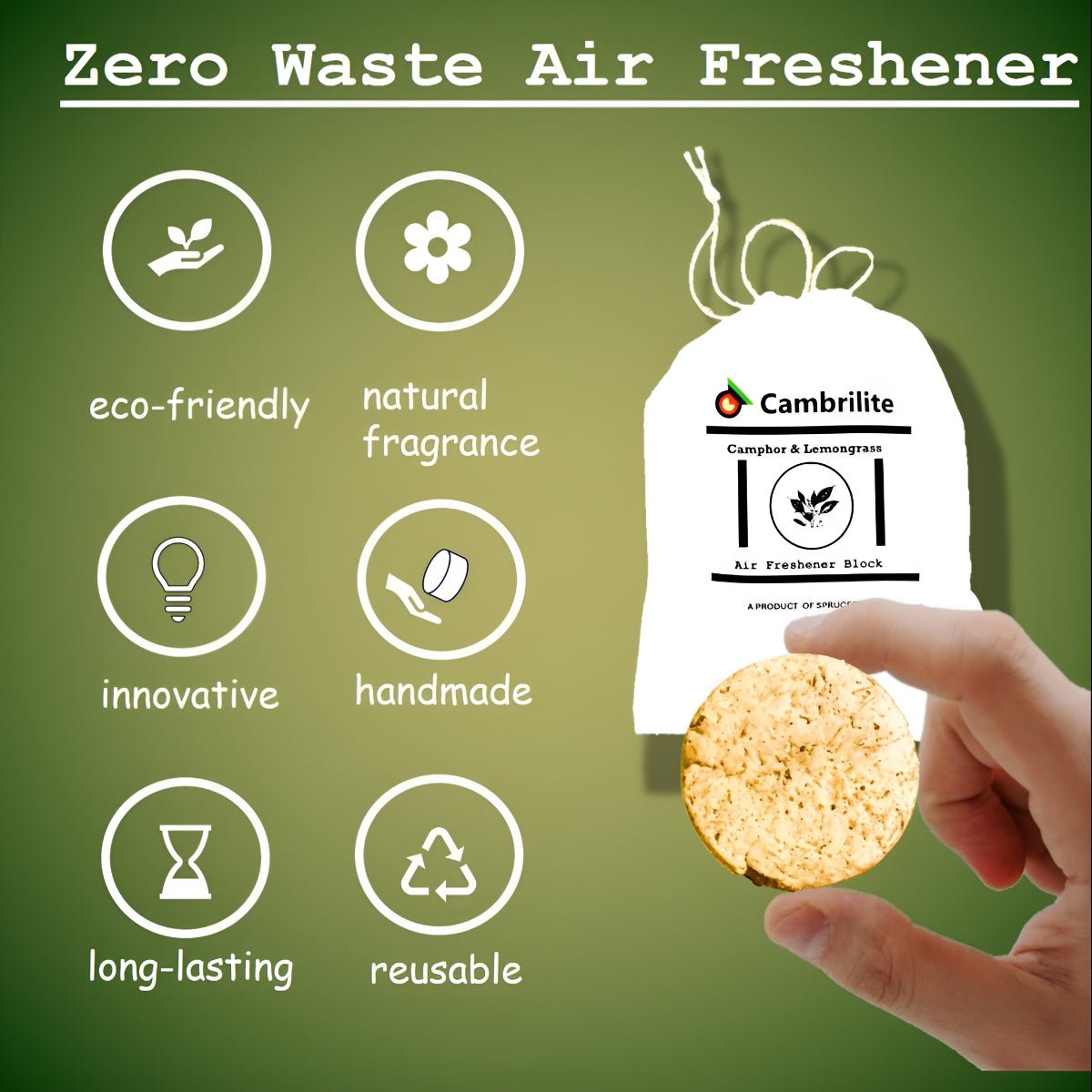 Zero - Waste Camphor Claystone Air Freshener Combo Pack – Fragrance Diffusers by Sprucegel available on Brown Living™. Amazing Santal . SKU: ZWCCAFPSANTAL1. Img 8.
