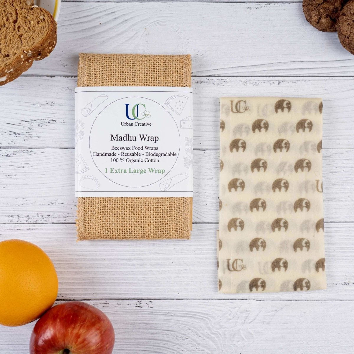 Madhu Wrap Reusable Beeswax Food Wrap 1 Extra Large - 14" x 21" – Food Wraps on Brown Living™. SKU: UC - 120 / MW_1XL_OL. Img 2.