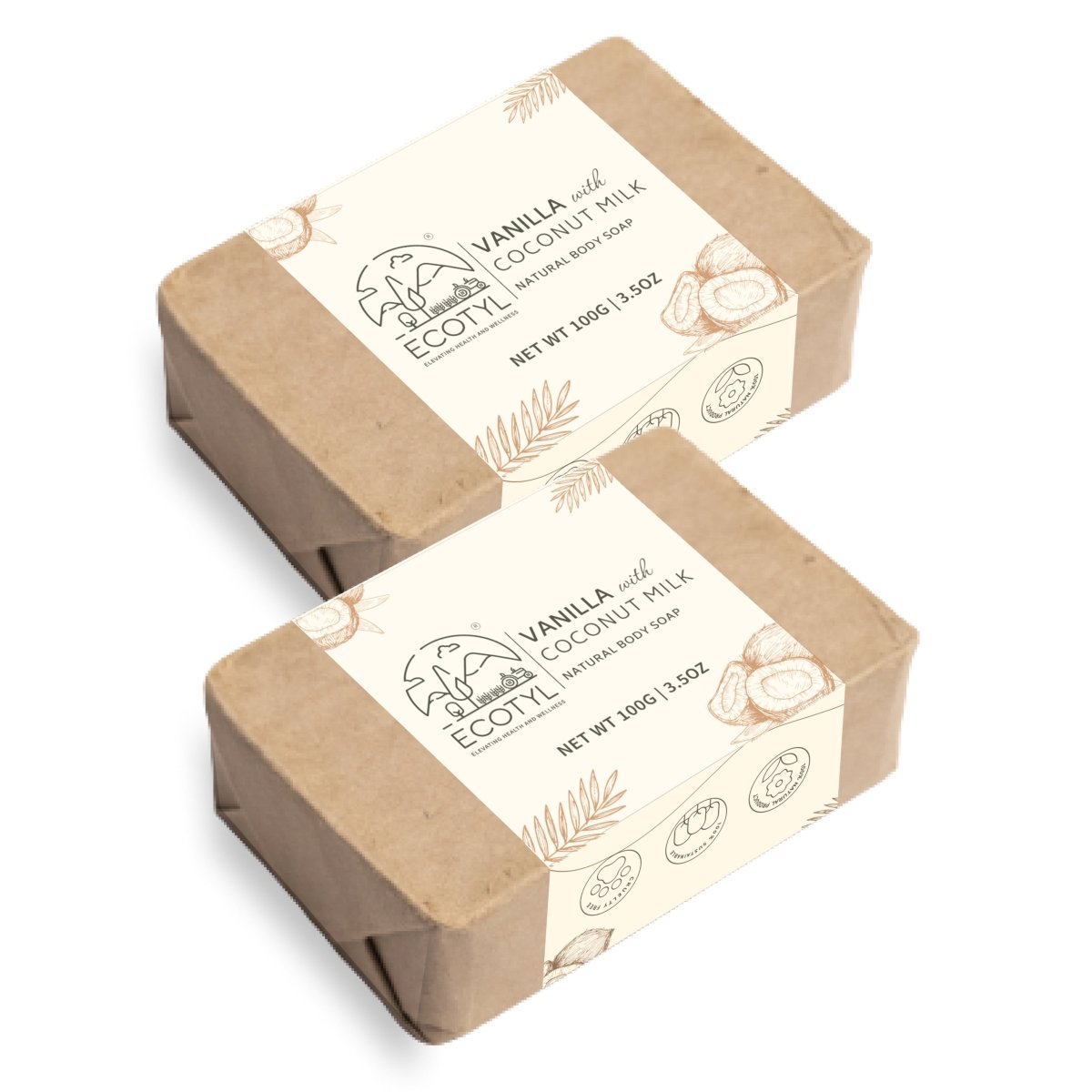 100% Natural Coconut Milk Soap with Vanilla Set of 2 – Body Soap on Brown Living™. SKU: ECOTYL00019. Img 6.