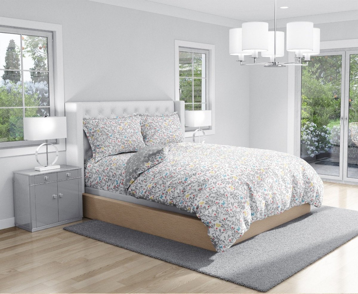 100% Pure Cotton Butterfly Floral Bedsheet Set | Verified Sustainable by Brown Living™