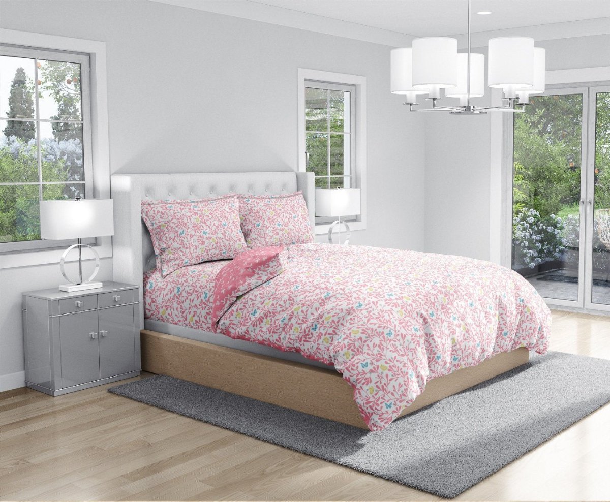 100% Pure Cotton Butterfly Floral Bedsheet Set | Verified Sustainable by Brown Living™