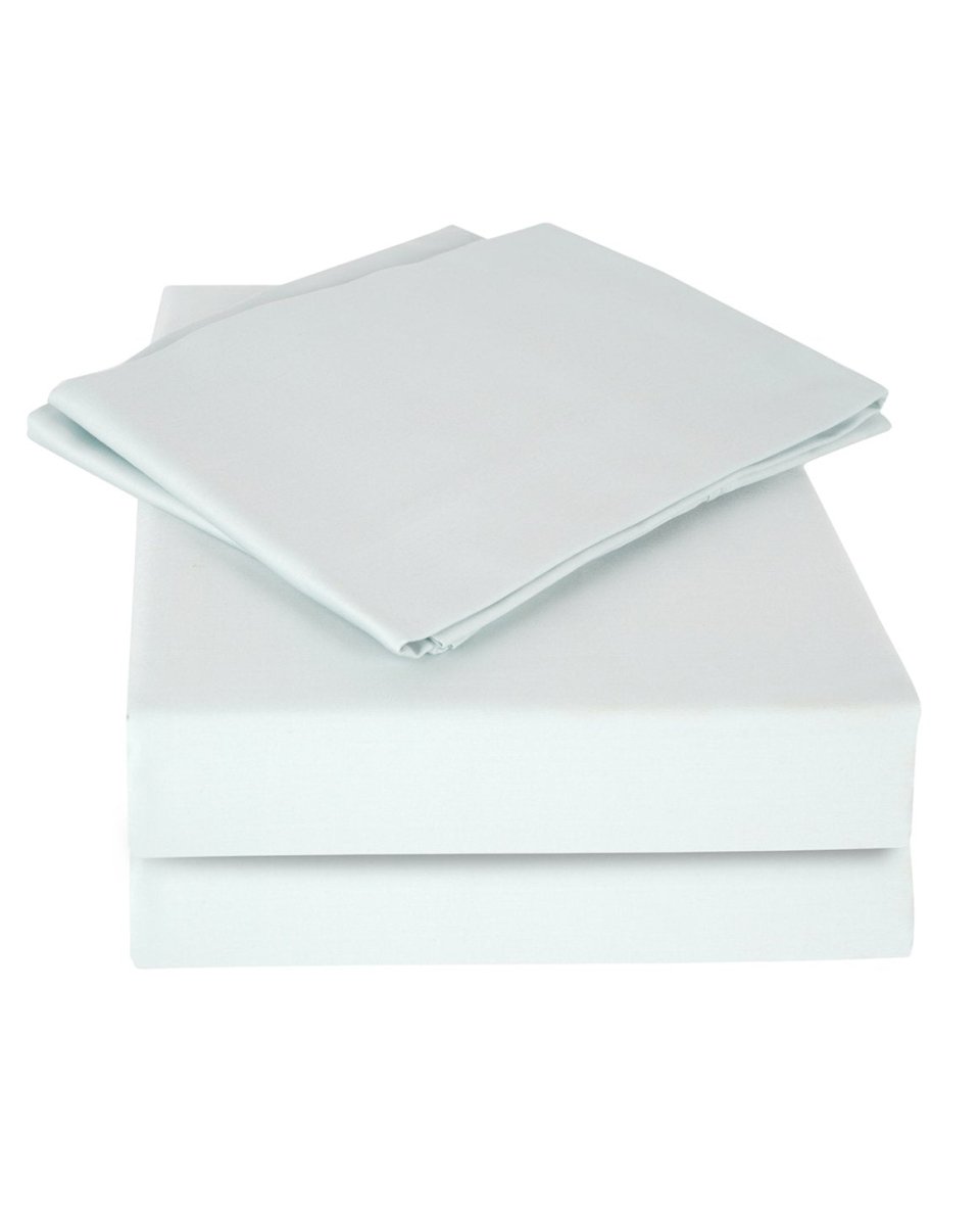 100% Pure Cotton Plain Satin Blue Mist Bedsheet Set | Verified Sustainable by Brown Living™