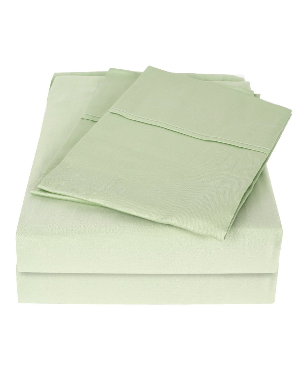 100% Pure Cotton Plain Satin Celadon Green Bedsheet Set | Verified Sustainable by Brown Living™