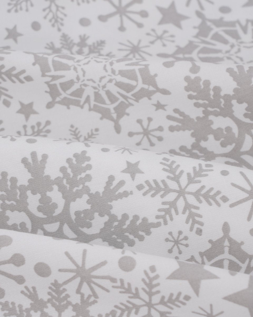 100% Pure Cotton Snow Flake White/Grey Bedsheet Set | Verified Sustainable by Brown Living™