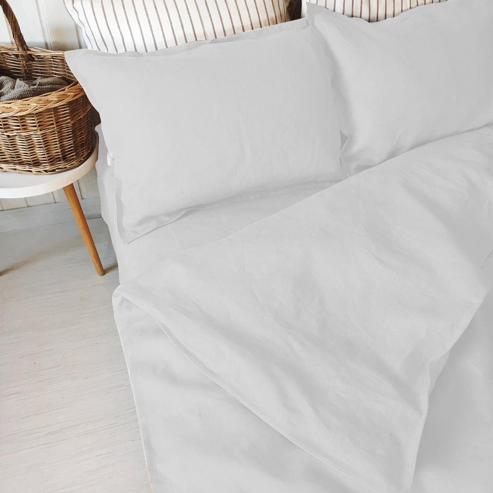 100% Pure Linen Lily White Luxury Bedsheet Set | Verified Sustainable by Brown Living™