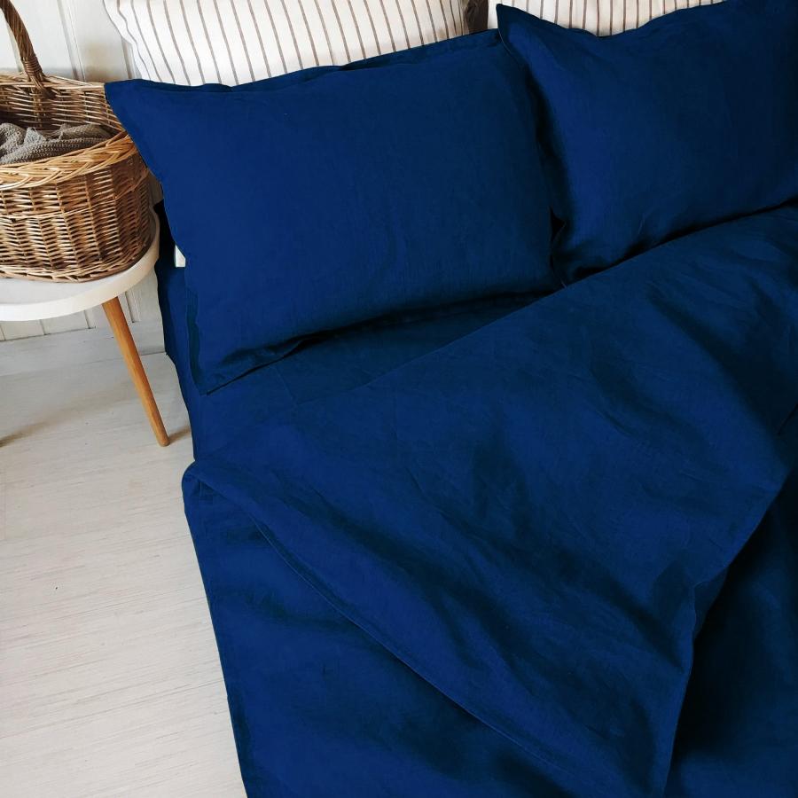 100% Pure Linen Midnight Blue Luxury Bedsheet Set | Verified Sustainable by Brown Living™