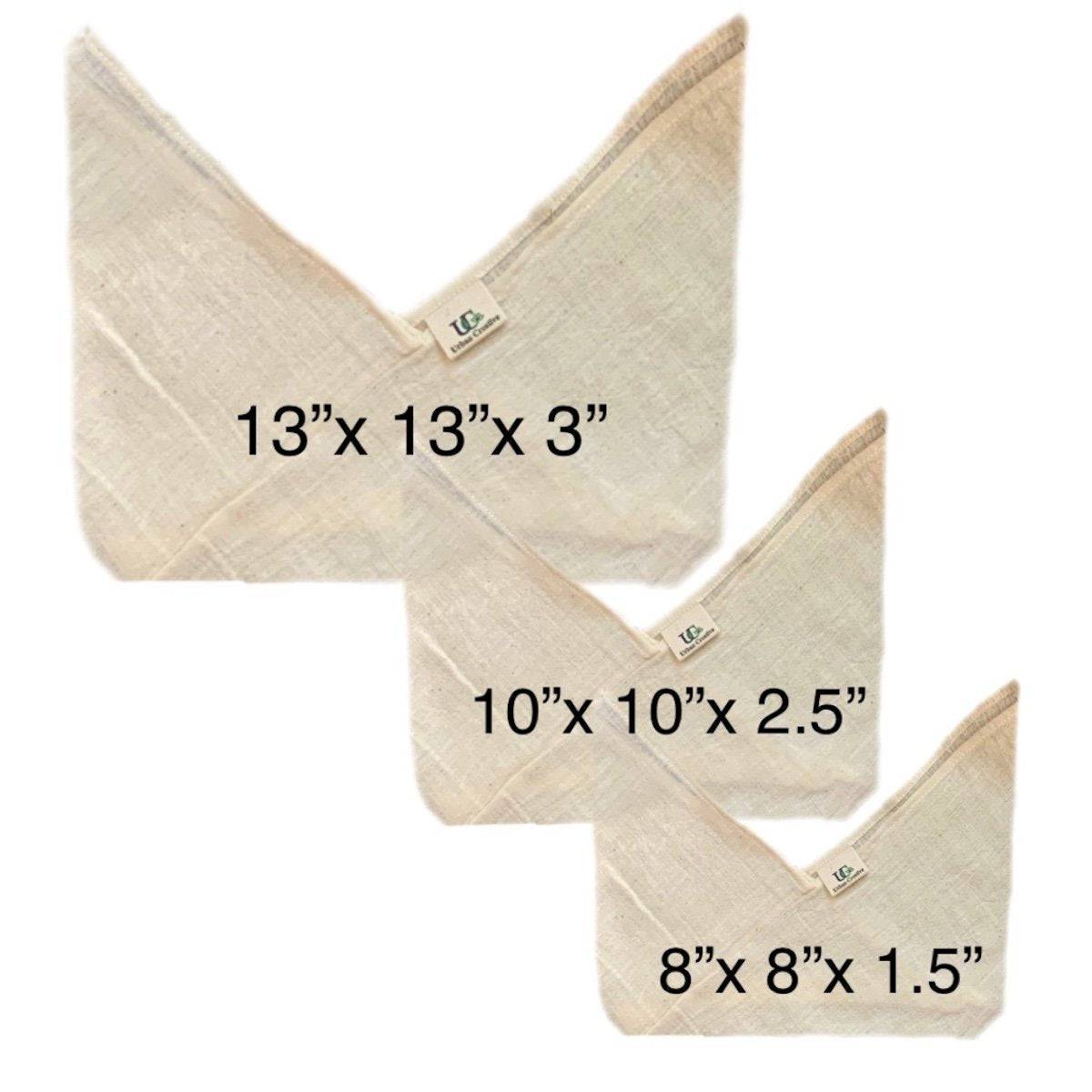 3 Organic Cotton Bento Bags for Veggies, Roti, Sprouting & Paneer | Verified Sustainable by Brown Living™