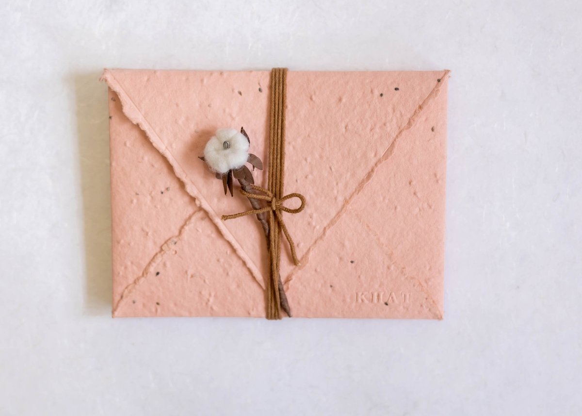 A flower in the mail - Pale Pink - Pack of 5 Plantable Envelopes – Envelopes on Brown Living™. SKU: SR011. Img 2.