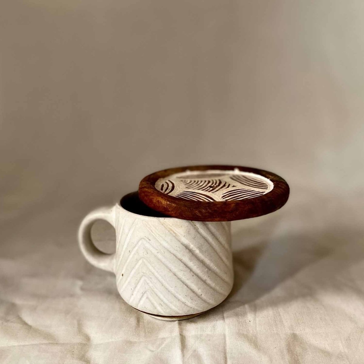 Abstract Lines Hand Painted Coasters Set Of 4 | Verified Sustainable by Brown Living™