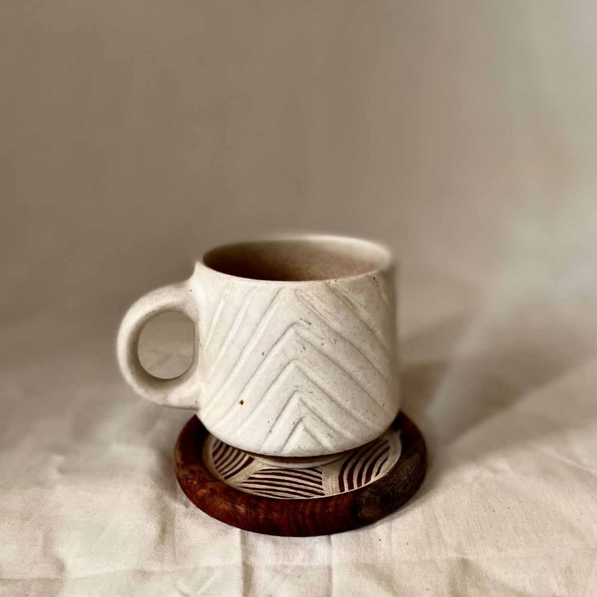 Abstract Lines Hand Painted Coasters Set Of 4 | Verified Sustainable by Brown Living™