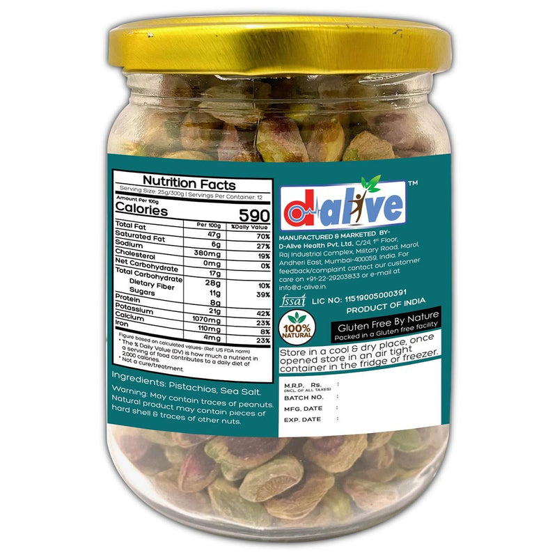 Buy Activated / Sprouted California Pistachios - Mildly Salted | 100% Fresh & Natural | Long Soaked & Air Dried to Crunchy Perfection- 300g | Shop Verified Sustainable Dried Fruits, Nuts & Seeds on Brown Living™