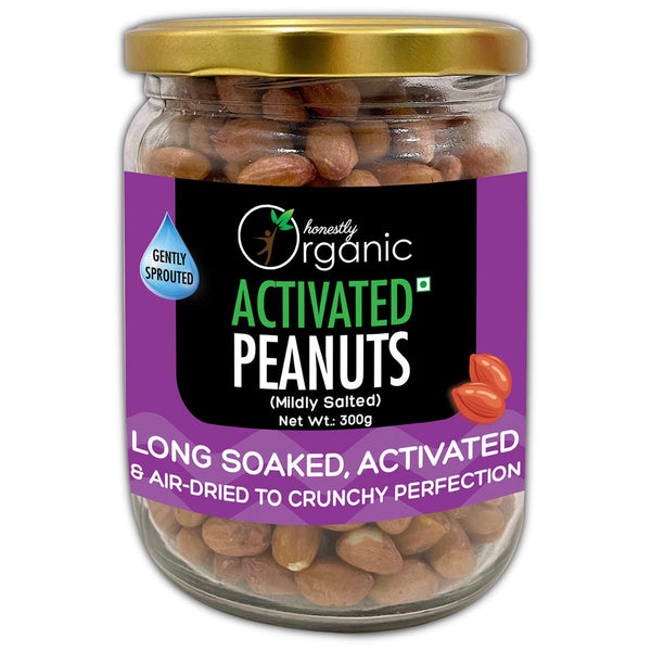 Buy Activated/Sprouted Organic Peanuts- 300G- Mildly Salted | Long Soaked & Air Dried to Crunchy Perfection | USDA Organic | Shop Verified Sustainable Dried Fruits, Nuts & Seeds on Brown Living™