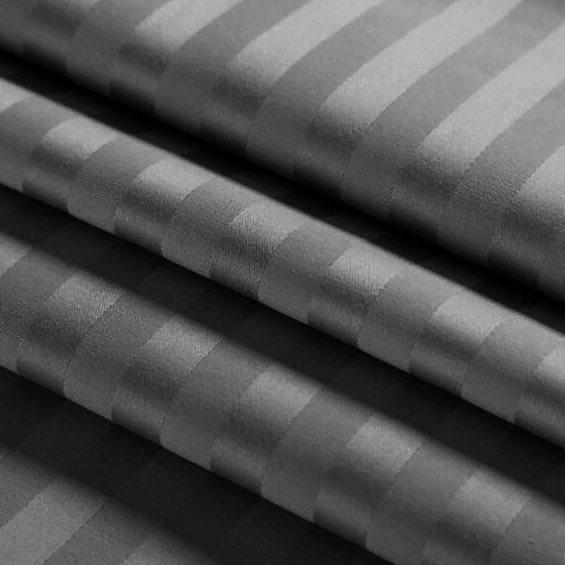 Antimicrobial 100% Cotton Sateen Striped Grey Bedsheet Set | Verified Sustainable by Brown Living™