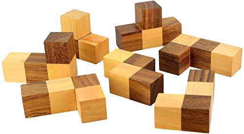 Handmade Complex Wooden Block Puzzle Game | Size 4"x3"x4.5" – Learning & Educational Toys by ShrijiCrafts available on Brown Living™. . SKU: 1086. Img 4.