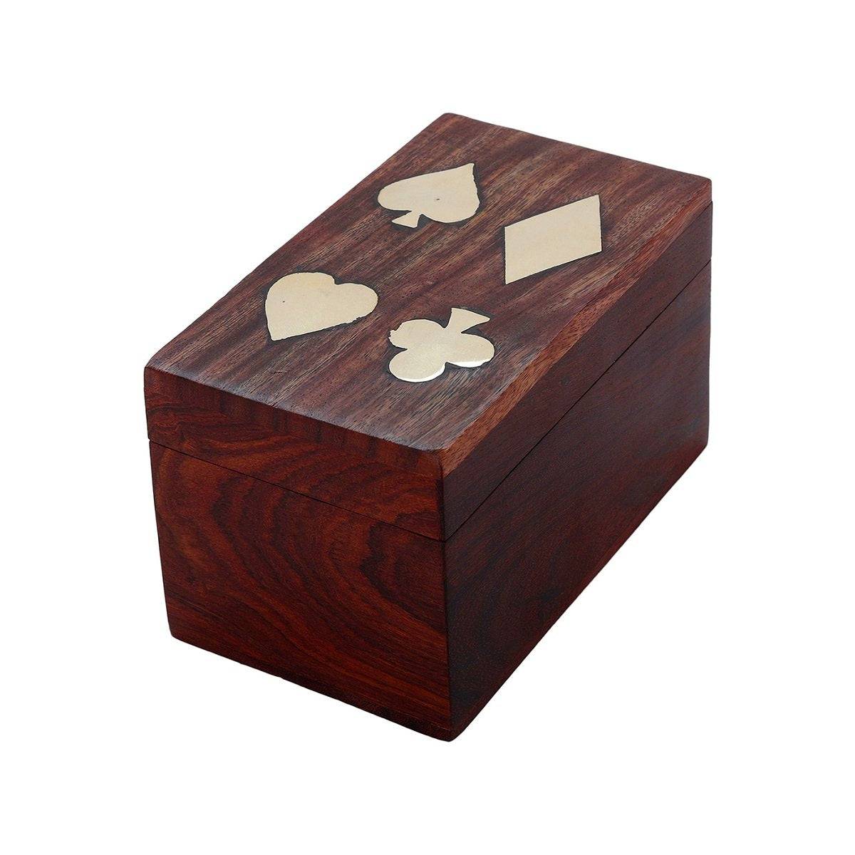 Playing Cards Set of 2 in Handmade Antique Wooden Storage Box – Card Games by ShrijiCrafts available on Brown Living™. . SKU: 1073. Img 3.