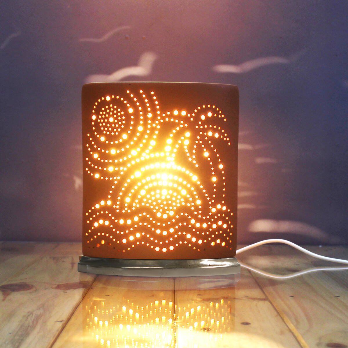 AYE 'Scene' Terracotta Table Light with Cast Aluminium Base | Verified Sustainable by Brown Living™