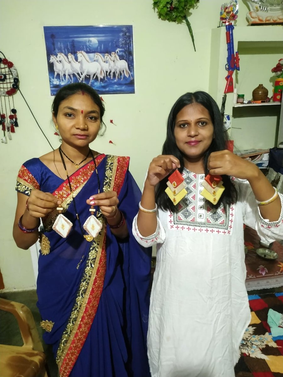 Esha Textile Earring | Handcrafted by Artisans | Verified Sustainable by Brown Living™