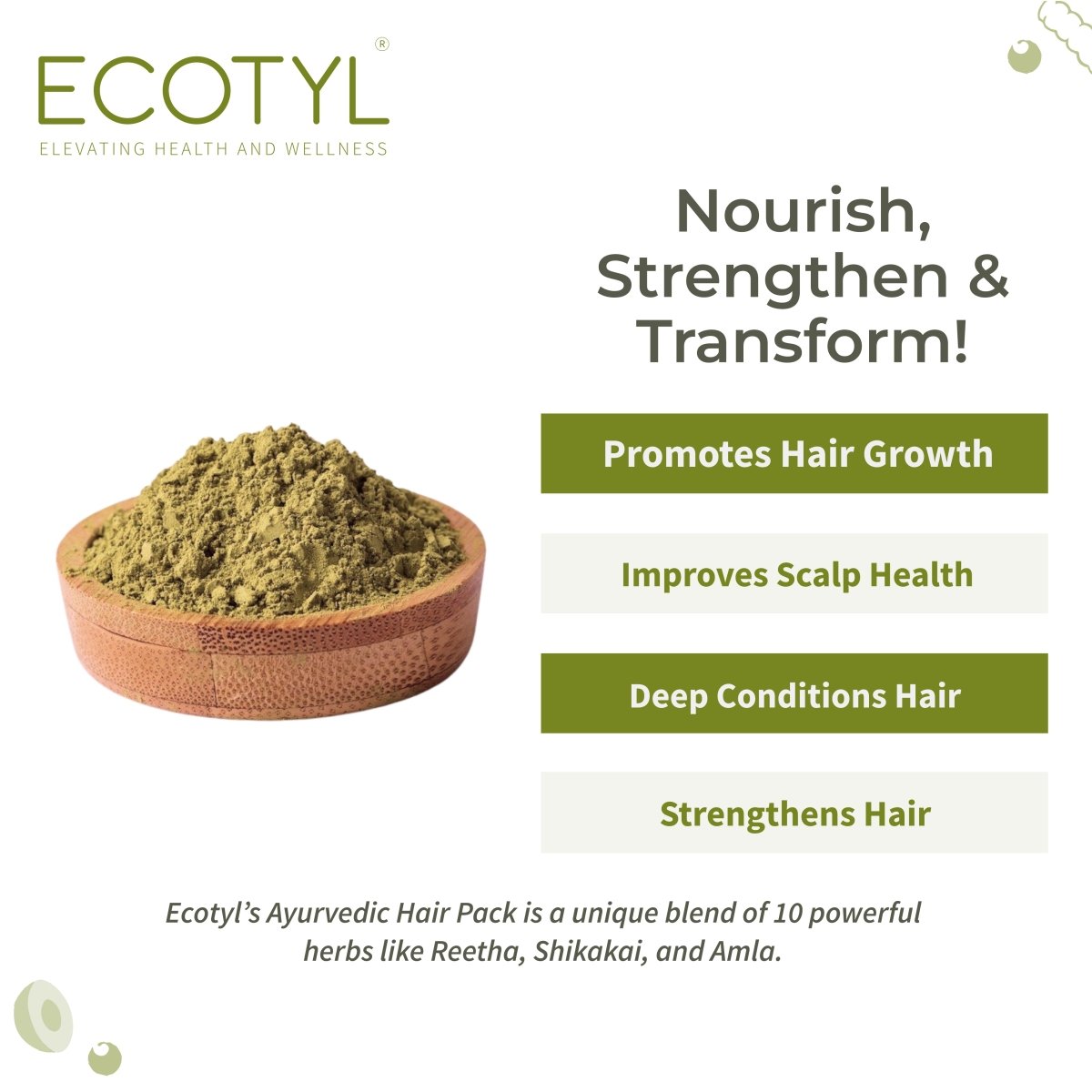 Ayurvedic Hair Pack - 100g | Hair Conditioning & Strengthening – Hair Pack on Brown Living™. SKU: ECOTYL00016. Img 3.